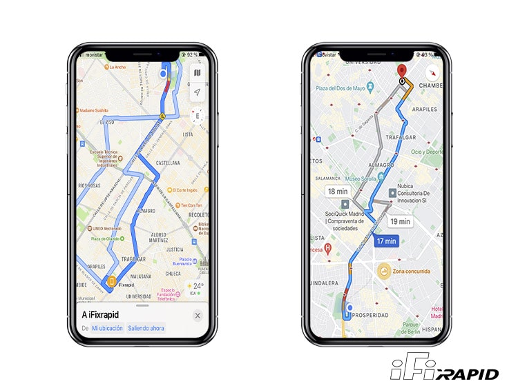 google maps y apple maps